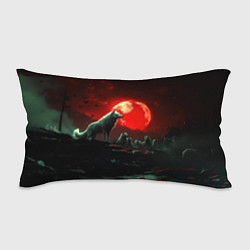 Подушка-антистресс Белый волк на фоне красной луны, цвет: 3D-принт