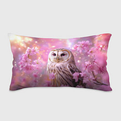 Подушка-антистресс Большая сова в розовых цветах, цвет: 3D-принт