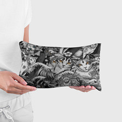 Подушка-антистресс С котами и рыбой на фоне сакуры в волнах, цвет: 3D-принт — фото 2