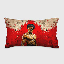 Подушка-антистресс Брюс Ли на красном, цвет: 3D-принт