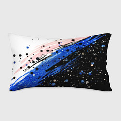 Подушка-антистресс Черно-синяя краска на белом, цвет: 3D-принт