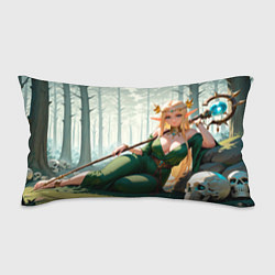 Подушка-антистресс Эльфийская аниме ведьма среди черепов в мрачном ле, цвет: 3D-принт