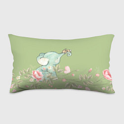 Подушка-антистресс Слоненок с зайчиком в цветах на зеленом