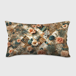 Подушка-антистресс Цветы на кусках мрамора и леопардовом узоре, цвет: 3D-принт