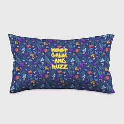 Подушка-антистресс Keep calm and buzz - пчелы и цветы, цвет: 3D-принт