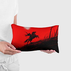 Подушка-антистресс Всадник на коне - красный фон, цвет: 3D-принт — фото 2