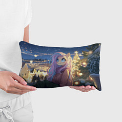 Подушка-антистресс Аниме - лошадка в новогодней атмосфере, цвет: 3D-принт — фото 2