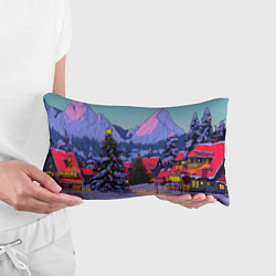Подушка-антистресс Новогодние елки в горном городке, цвет: 3D-принт — фото 2