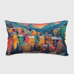 Подушка-антистресс Новогодний город в горах, цвет: 3D-принт
