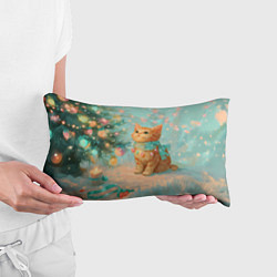 Подушка-антистресс Милый рыжий котенок любуется елкой, цвет: 3D-принт — фото 2