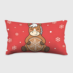 Подушка-антистресс Новогодняя лошадка с печенькой