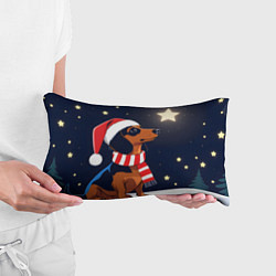 Подушка-антистресс Новогодняя такса и звезды, цвет: 3D-принт — фото 2