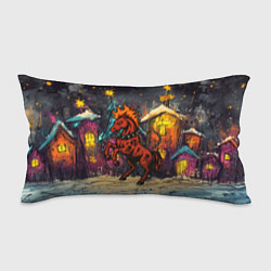 Подушка-антистресс Красная огненная лошадь панк в городе