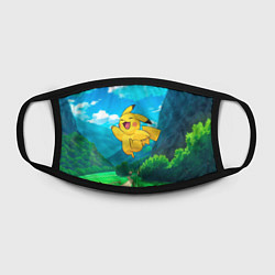 Маска для лица Радостный Пикачу в прыжке, цвет: 3D-принт — фото 2