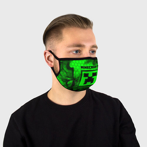 Маска для лица MINECRAFT - Зеленый Крипер / 3D-принт – фото 1