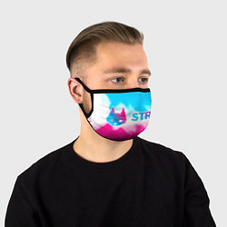 Маска для лица Stray neon gradient style: надпись и символ, цвет: 3D-принт