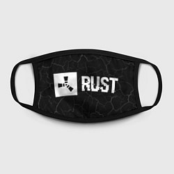 Маска для лица Rust glitch на темном фоне: надпись и символ, цвет: 3D-принт — фото 2
