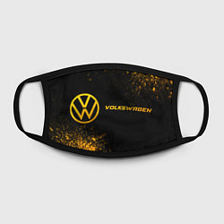 Маска для лица Volkswagen - gold gradient: надпись и символ, цвет: 3D-принт — фото 2
