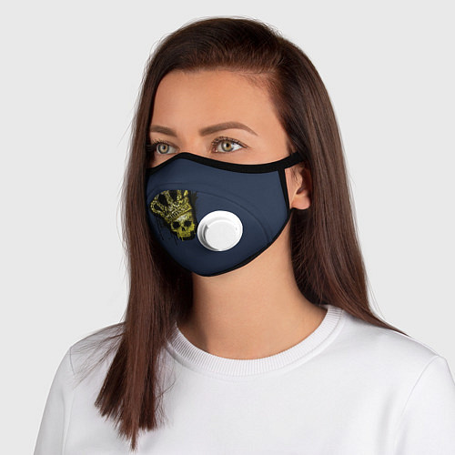 Маска с клапаном Cs:go - Crown graffiti Корона / 3D-Белый – фото 1