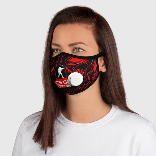 Маска с клапаном CS:GO - Сергей / 3D-Белый – фото 1
