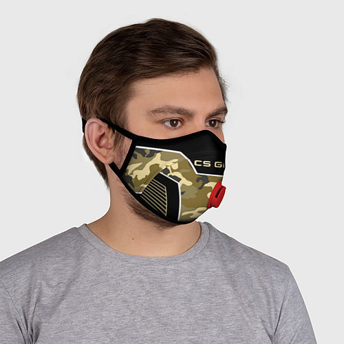 Маска с клапаном CS:GO Khaki Camo / 3D-Красный – фото 4