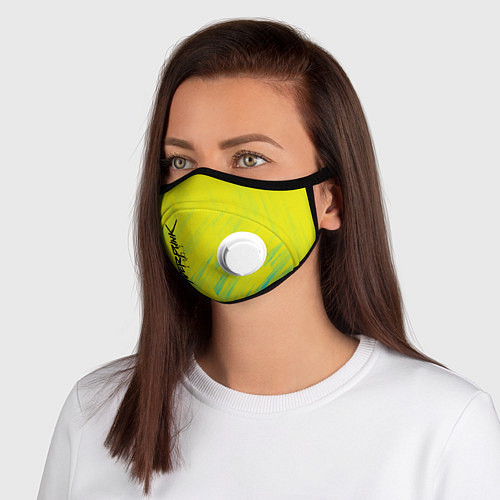 Маска с клапаном Cyberpunk 2077: Yellow / 3D-Белый – фото 1