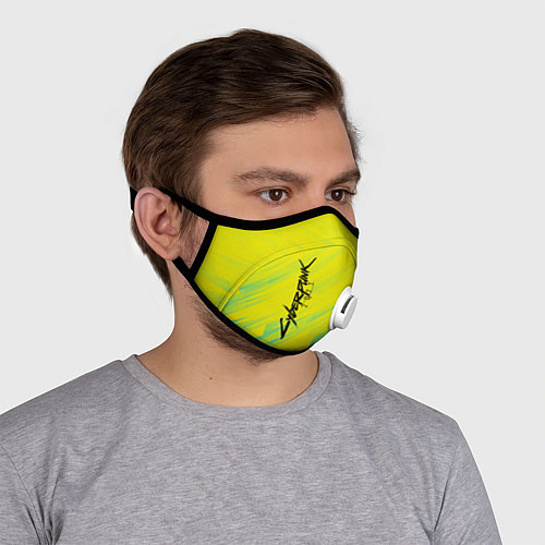 Маска с клапаном Cyberpunk 2077: Yellow / 3D-Белый – фото 4