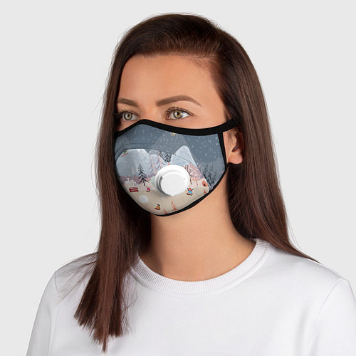 Маска с клапаном Новогодние каникулы / 3D-Белый – фото 1