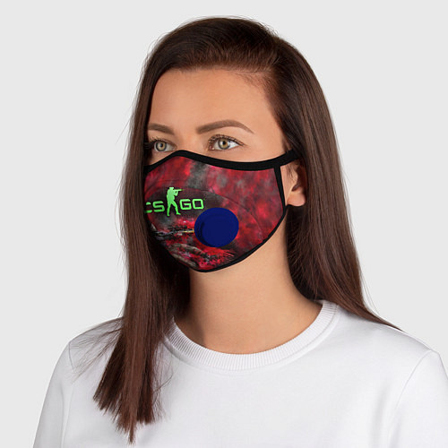 Маска с клапаном CS GO Red heat / 3D-Синий – фото 1