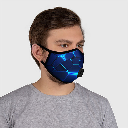 Маска с клапаном 3D ПЛИТЫ NEON STEEL НЕОНОВЫЕ ПЛИТЫ / 3D-Черный – фото 4