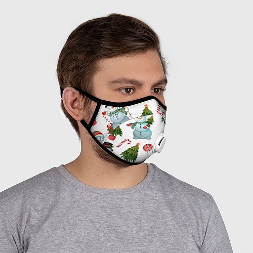 Маска с клапаном НОВОГОДНИЕ ПЕРСОНАЖИ NEW YEARS CHARACTERS / 3D-Белый – фото 4