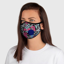 Маска с клапаном Цветочный летний паттерн Fashion trend, цвет: 3D-синий