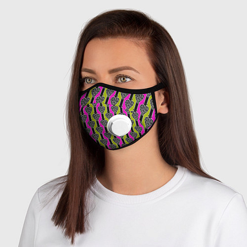 Маска с клапаном Striped multicolored pattern Сердце / 3D-Белый – фото 1