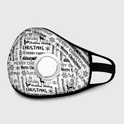 Маска с клапаном Черно белый рождественский текстовый узор, цвет: 3D-белый — фото 2