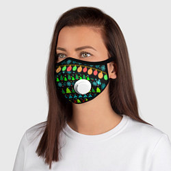 Маска с клапаном Узор с ёлками и оленями, цвет: 3D-белый