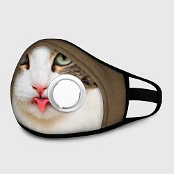 Маска с клапаном Кошка показывает язык, цвет: 3D-белый — фото 2