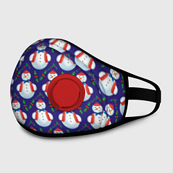 Маска с клапаном Милые снеговики - зимний узор, цвет: 3D-красный — фото 2