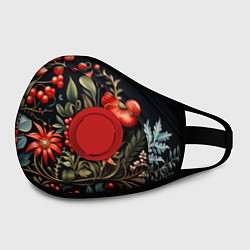Маска с клапаном Новогодние ягоды и цветы, цвет: 3D-красный — фото 2