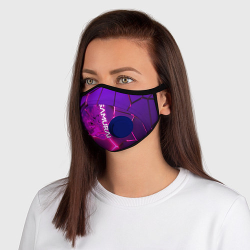 Маска с клапаном Samurai неоновый блоки киберпанк / 3D-Синий – фото 1