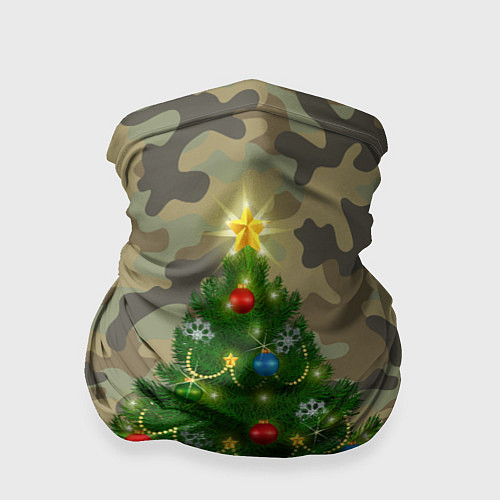 Бандана Ёлка на армейском камуфляже для нового года / 3D-принт – фото 1