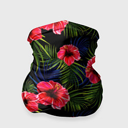 Бандана-труба Тропические цветы и листья, цвет: 3D-принт