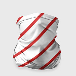 Бандана-труба Полосы красные на белом, цвет: 3D-принт