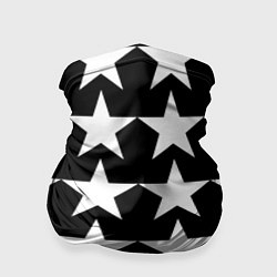 Бандана-труба Белые звёзды на чёрном фоне, цвет: 3D-принт