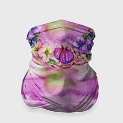 Бандана-труба Инжир и цветы Акварель, цвет: 3D-принт