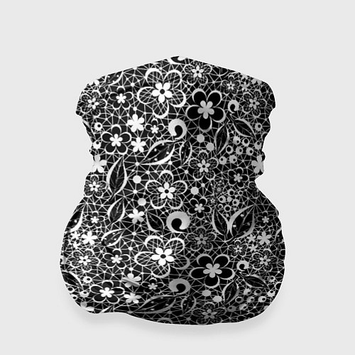 Бандана Кружевной черно белый узор / 3D-принт – фото 1