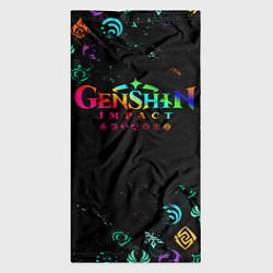 Бандана-труба GENSHIN IMPACT NEON LOGO RAINBOW STYLE, ЭМБЛЕМЫ, цвет: 3D-принт — фото 2