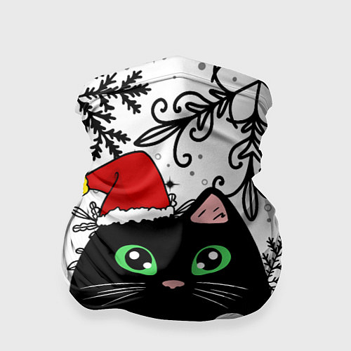 Бандана Новогодний кот в колпаке Санты / 3D-принт – фото 1