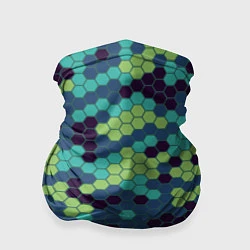 Бандана-труба Зеленые соты в мозаике, цвет: 3D-принт