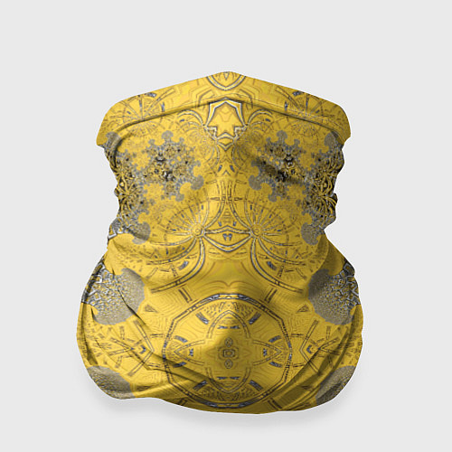 Бандана Коллекция Фрактальная мозаика Желтый на черном 573 / 3D-принт – фото 1