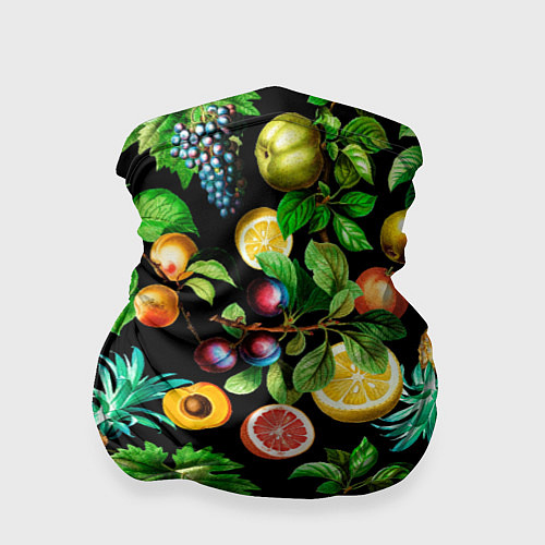 Бандана Сочные фрукты - персик, груша, слива, ананас / 3D-принт – фото 1